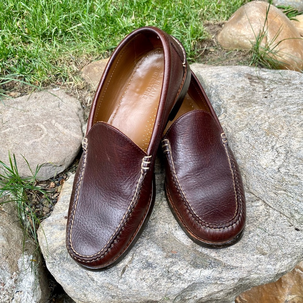 Mens LL Bean Signature Leather Loafers Size 10 Nice